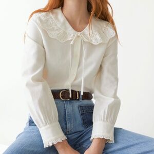& Other Stories Cream Blouse with Lace Collar